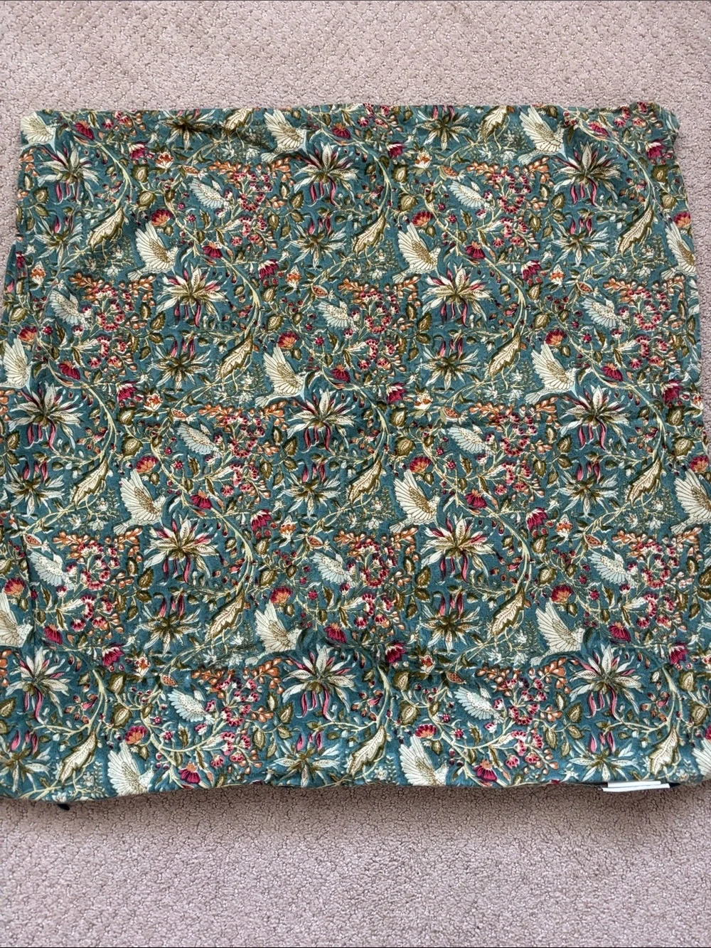 Floral Pattern Teal Pillow Cover